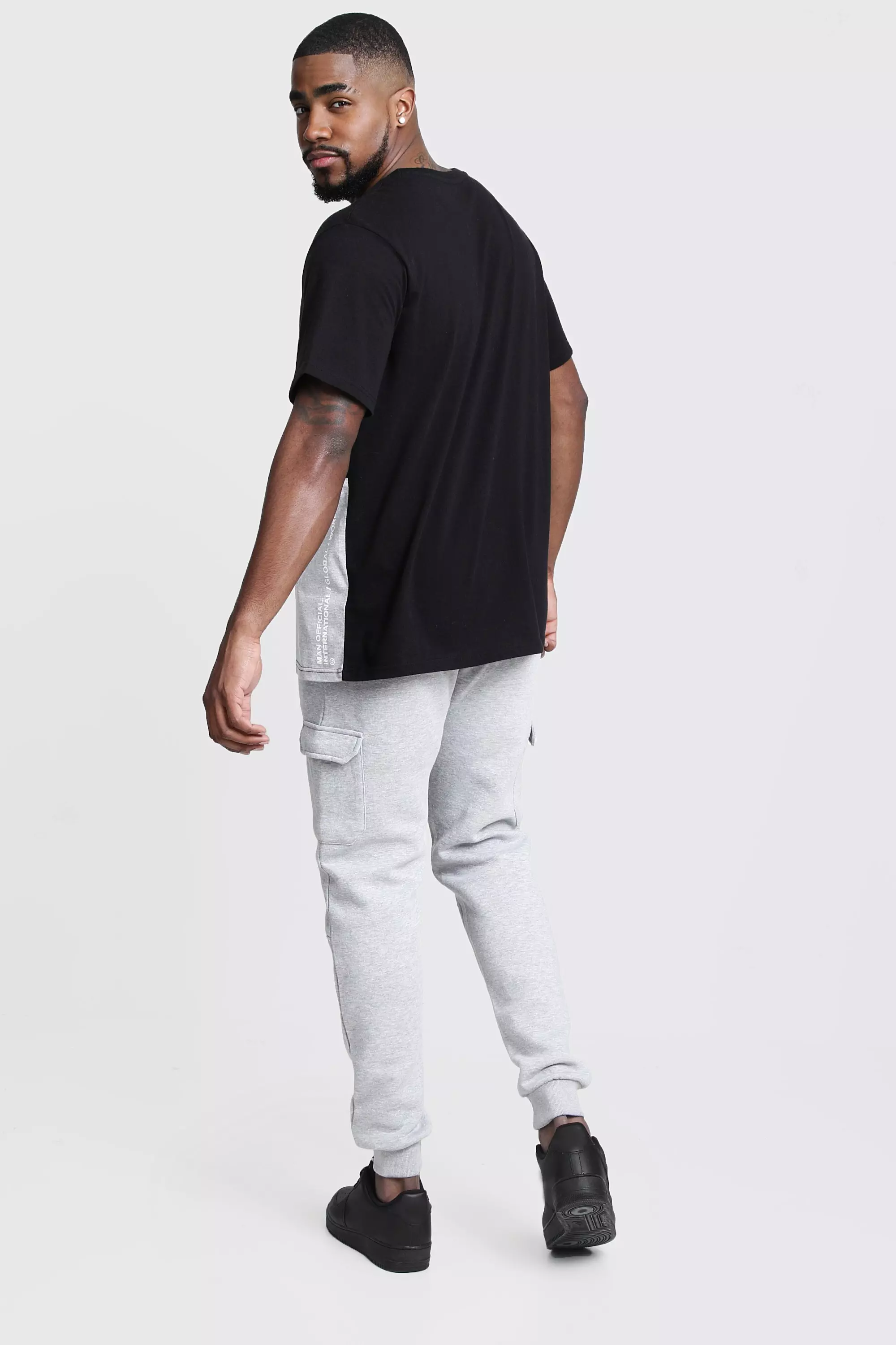 Plus Size Skinny Fit Cargo Joggers boohooMAN IE